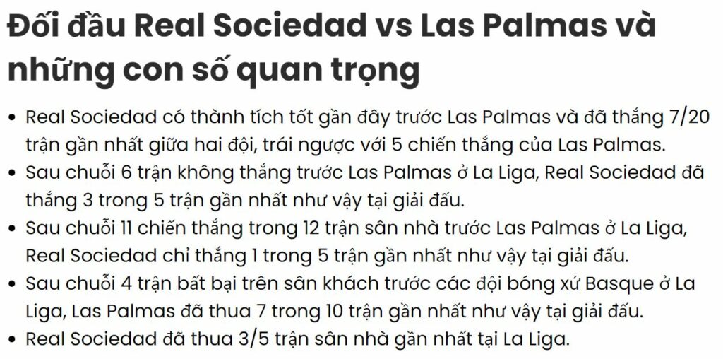 Điểm chính Real Sociedad vs Las Palmas